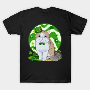 Exotic Shorthair Cat St. Patricks Day Irish Leprechaun T-Shirt